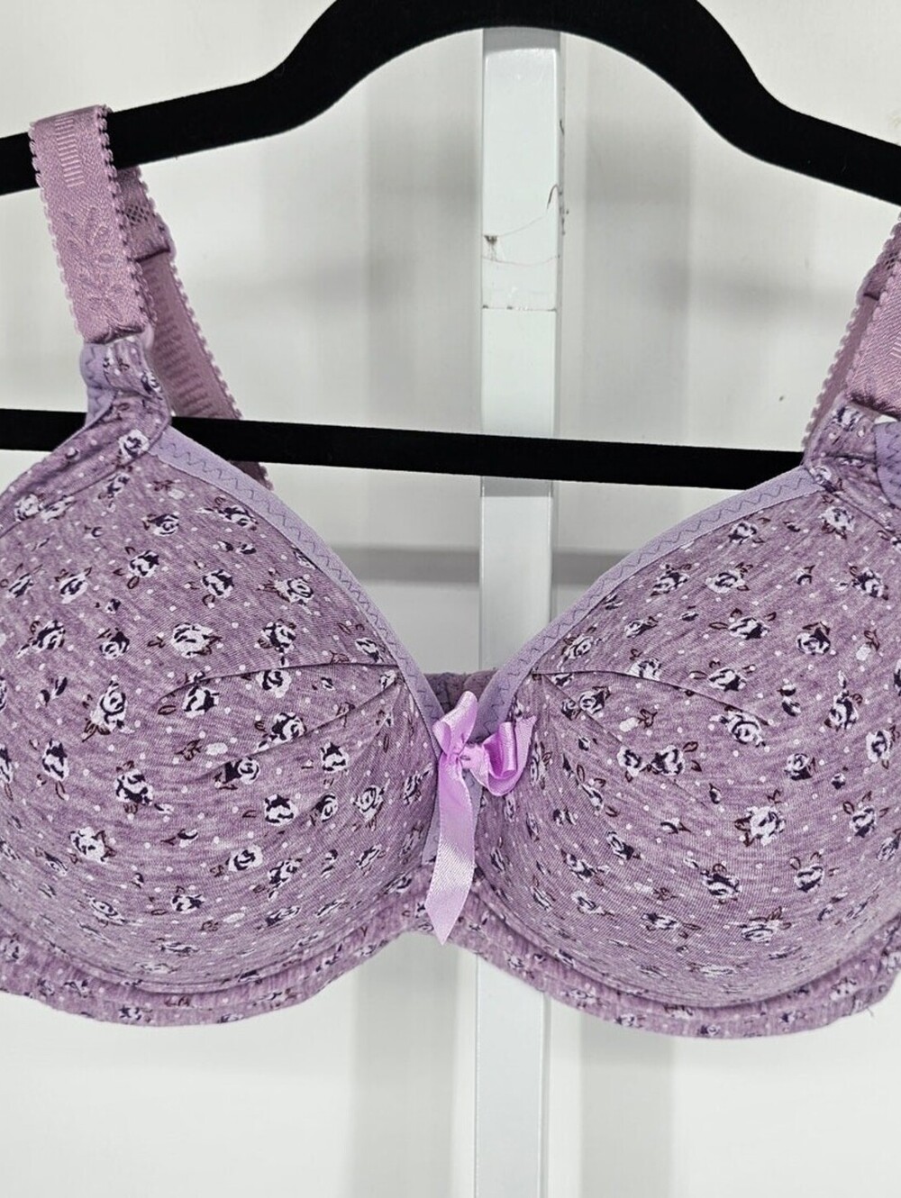 Vintage Y2K Womens Sz 36B Classic T Shirt Bra Light Purple Floral